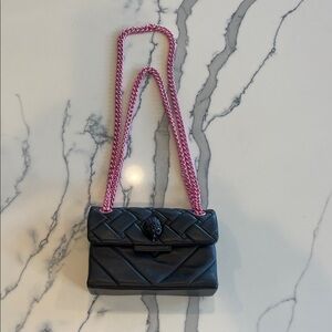Kurt Geiger Black Quilted Bag with Pink Chain